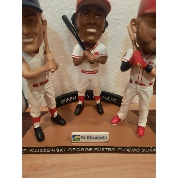 CINCINNATI REDS TRIPLE‎ BOBBLE HEAD QUEEN CITY SLUGGERS Kluszewski Foster Suarez - Picture 4 of 15